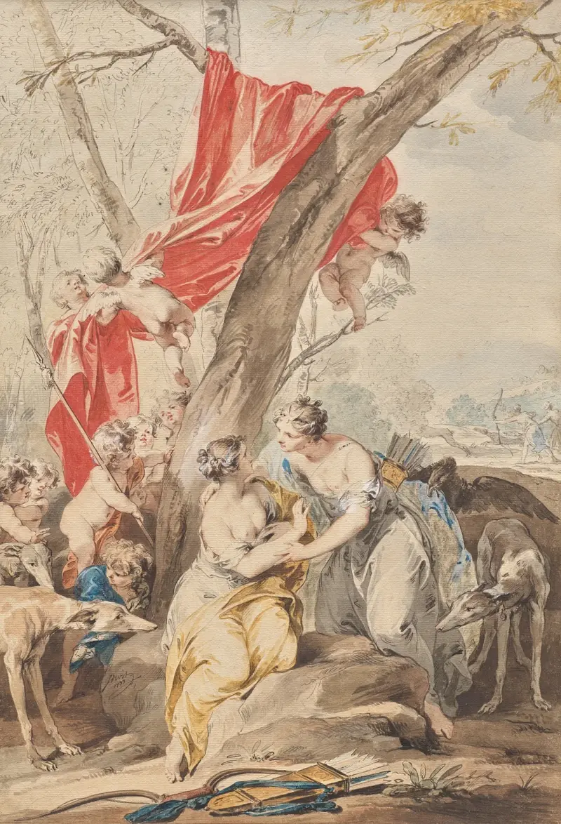 Jupiter (v Dianině podobě) a Callisto, Jacob de Wit