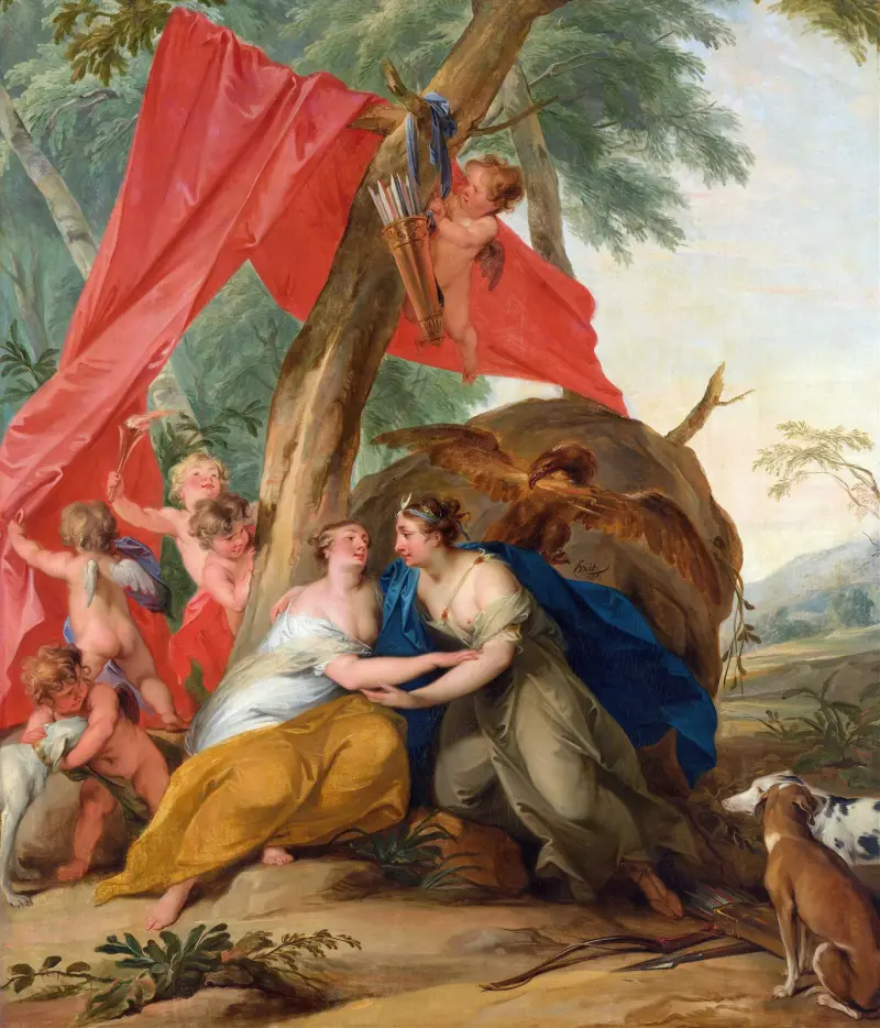 Jupiter, Disguised As Diana, Seducing The Nymph Callisto av Jacob de Wit