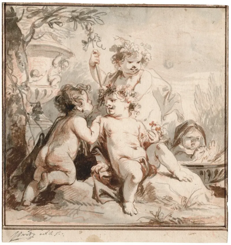 Putti som allegori över de fyra årstiderna av Jacob de Wit