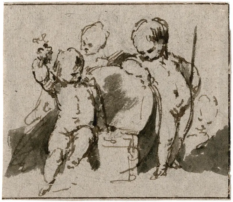 Putti vid en vintunna av Jacob de Wit