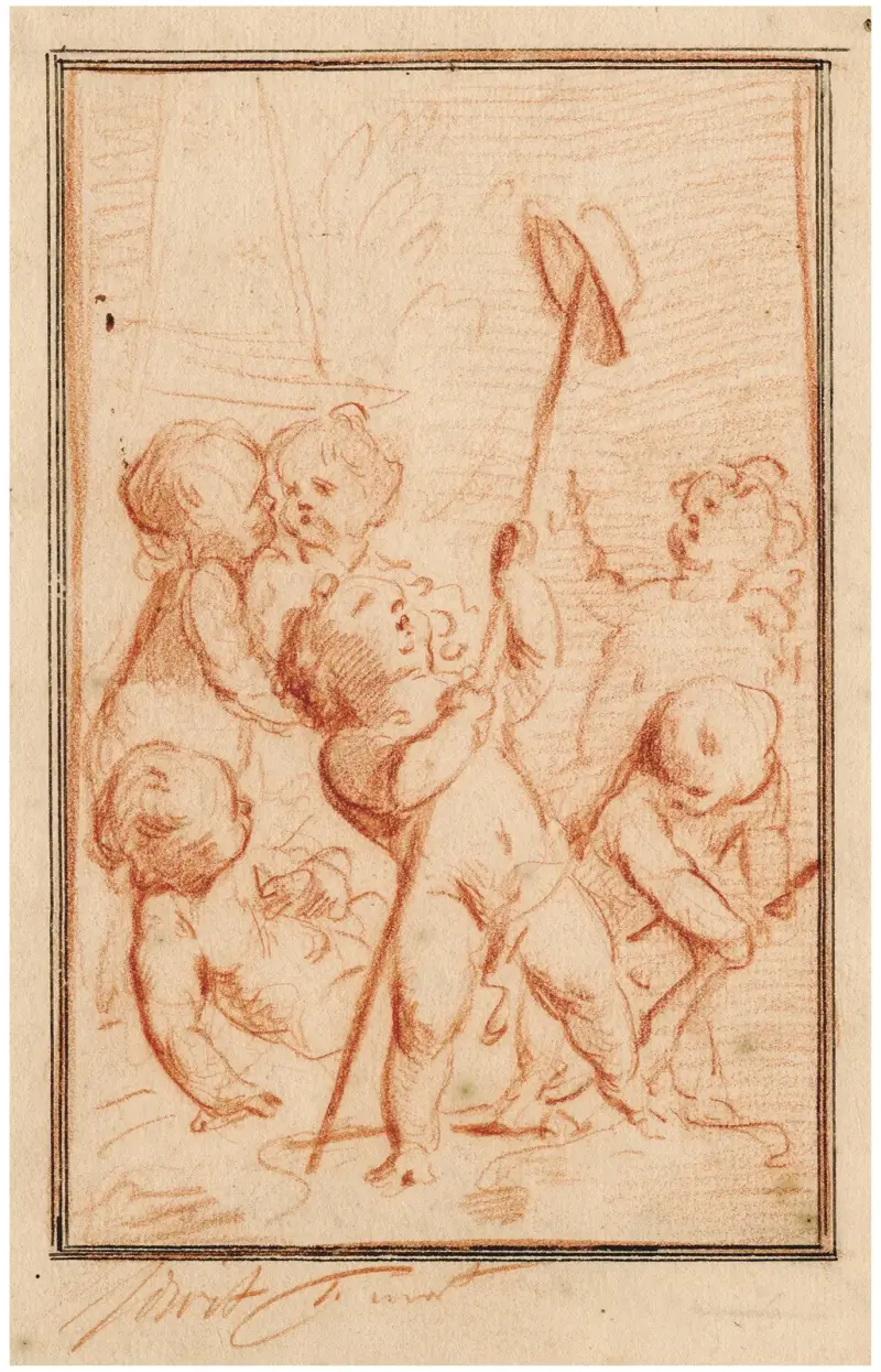 Frihet, putti med frihetshatt av Jacob de Wit