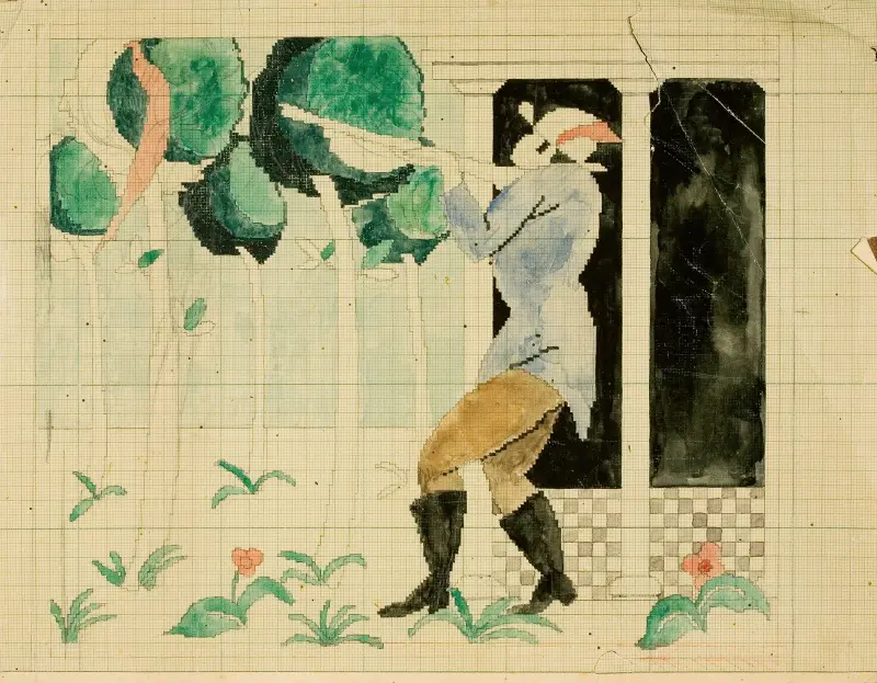 Design for the Carpet ‘The Hunter’ av Gustave Van de Woestijne