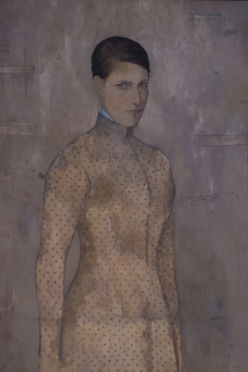 Porträtt av Prudence De Schepper, konstnärens hustru av Gustave Van de Woestijne