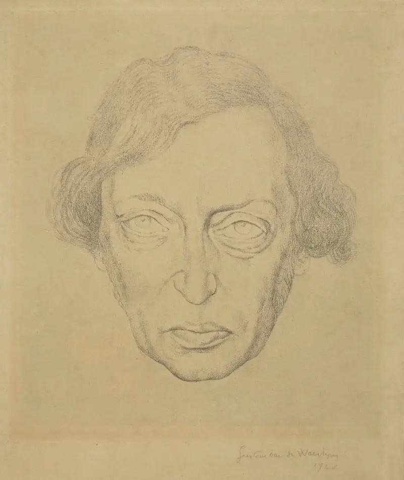Porträtt av författaren Karel van de Woestijne av Gustave Van de Woestijne