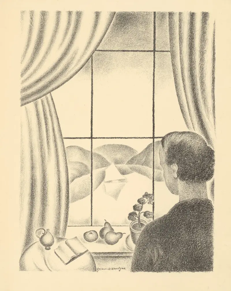 The painter in front of his window av Gustave Van de Woestijne