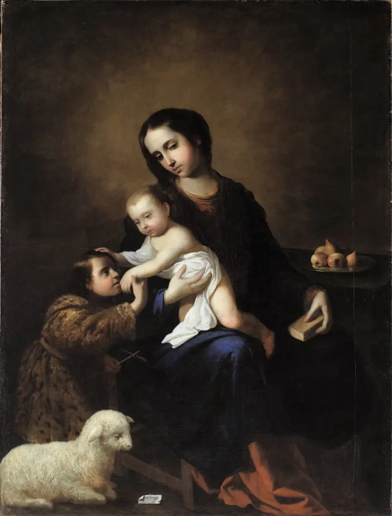 Jungfrun och barnet med Johannes Döparen som barn av Francisco de Zurbarán