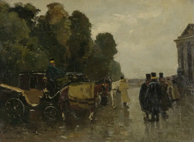Carriages and Waiting Coachmen av Willem de Zwart