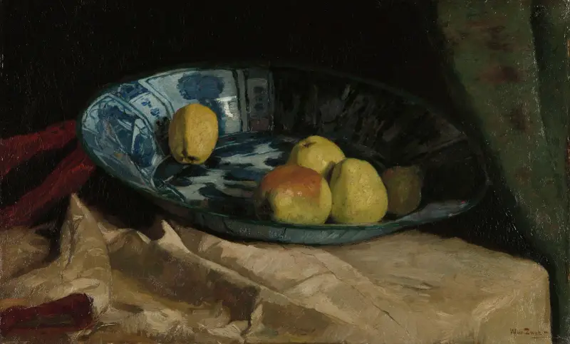 Still Life with Apples in a Delft Blue Bowl av Willem de Zwart