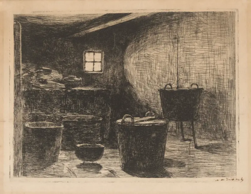 Eldstad i bondgård av Willem de Zwart
