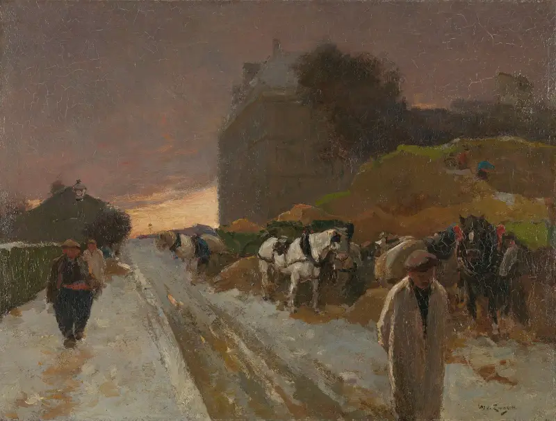 Street in Montmartre, Paris, in the Winter av Willem de Zwart