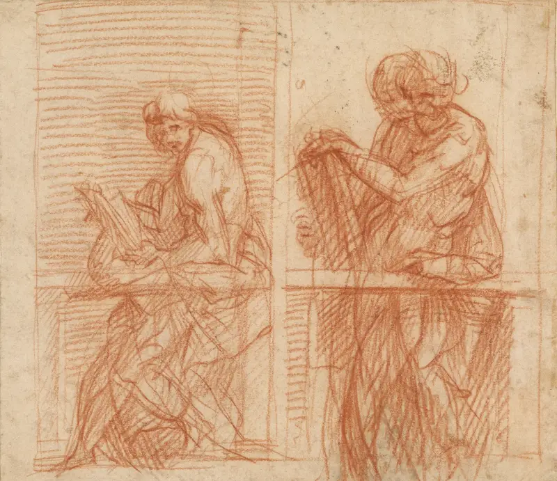 Study of Figures Behind a Balustrade, 1522 – nr 2 av Andrea del Sarto