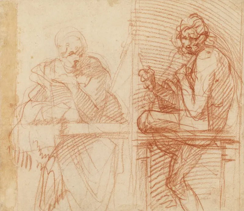 Study of Figures Behind a Balustrade, 1522 – nr 1 av Andrea del Sarto