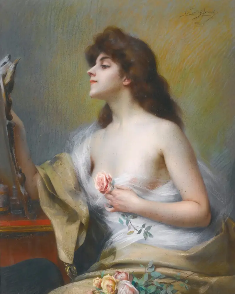 Girl with a rose av Delphin Enjolras