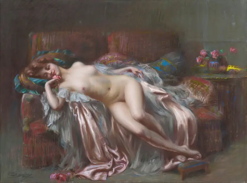 Nu allongé à la rose av Delphin Enjolras