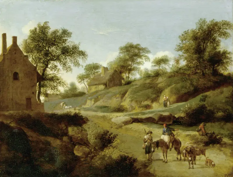 Auf einer Landstraße von Jan van der Heyden