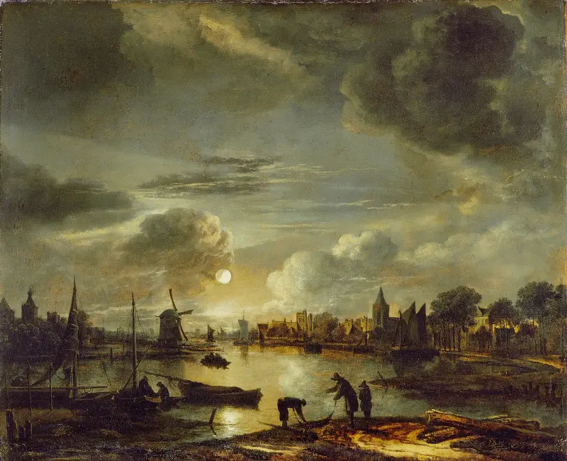 Kanalmotiv im Mondschein von Aert van der Neer