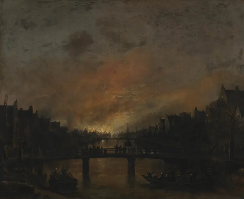 Feuersbrunst in Amsterdam bei Nacht von Aert van der Neer
