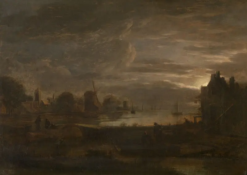 Mondscheinlandschaft, 1640 – Nr. 2 von Aert van der Neer