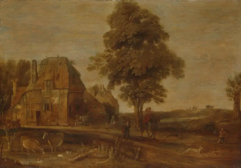 Krajina s hostincem, Aert van der Neer