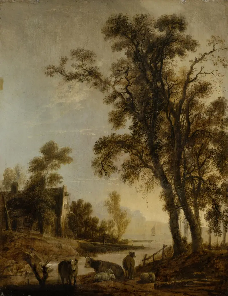 Flussufer mit Vieh von Aert van der Neer