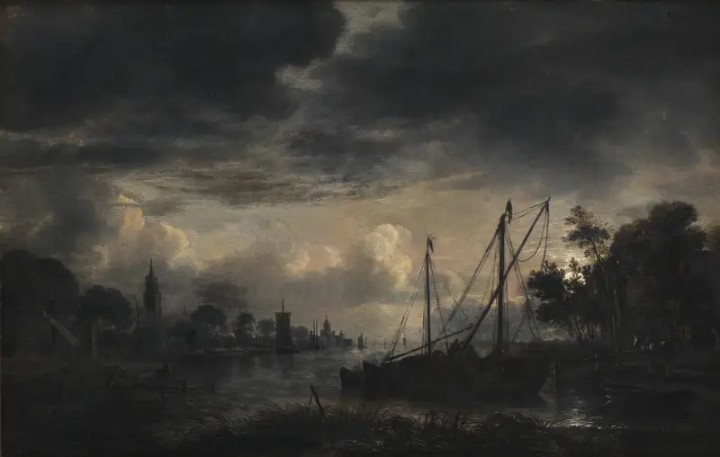 Říční krajina v měsíčním svitu, 1643, Aert van der Neer