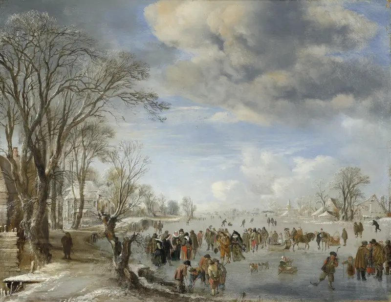 Vinter i Holland – Skridskoscen av Aert van der Neer
