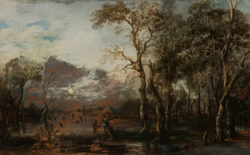 Waldlandschaft mit Jäger von Aert van der Neer