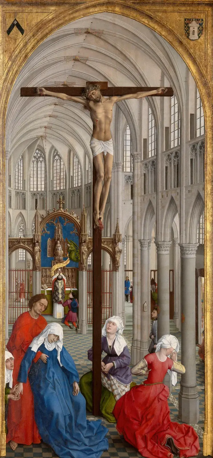 Christ on the Cross and the Eucharist av Rogier van der Weyden