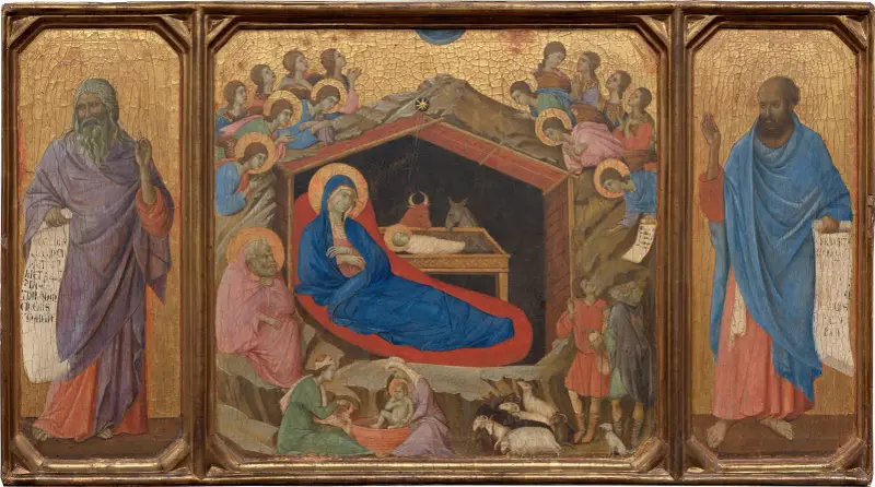 The Nativity with the Prophets Isaiah and Ezekiel av Duccio di Buoninsegna