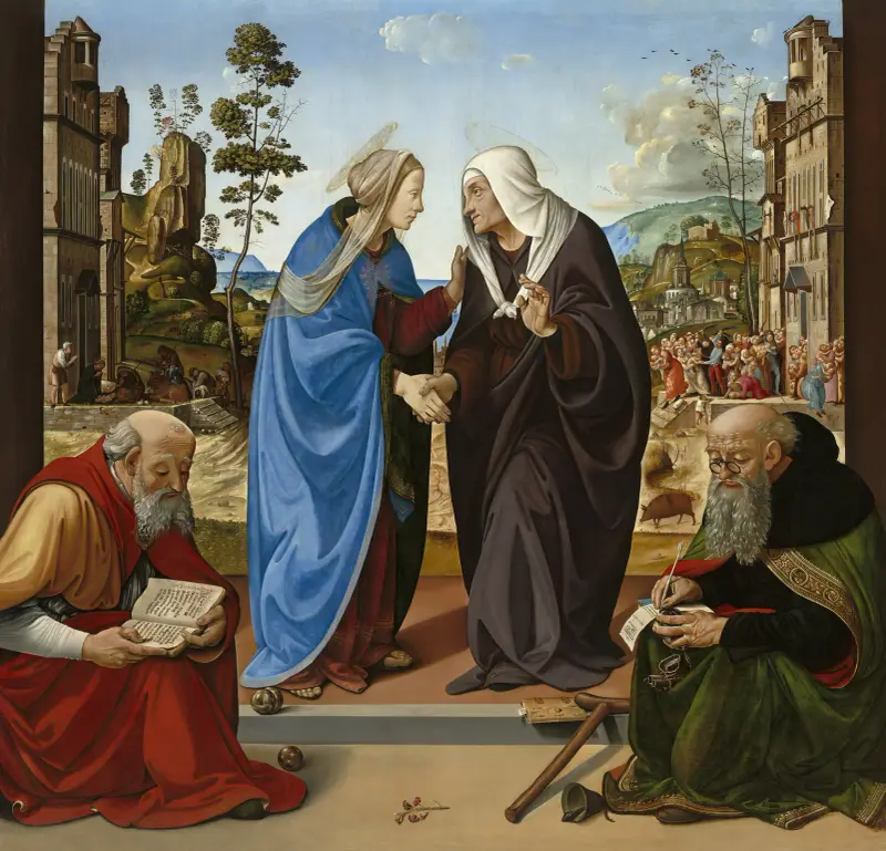 The Visitation with Saint Nicholas and Saint Anthony Abbot av Piero di Cosimo