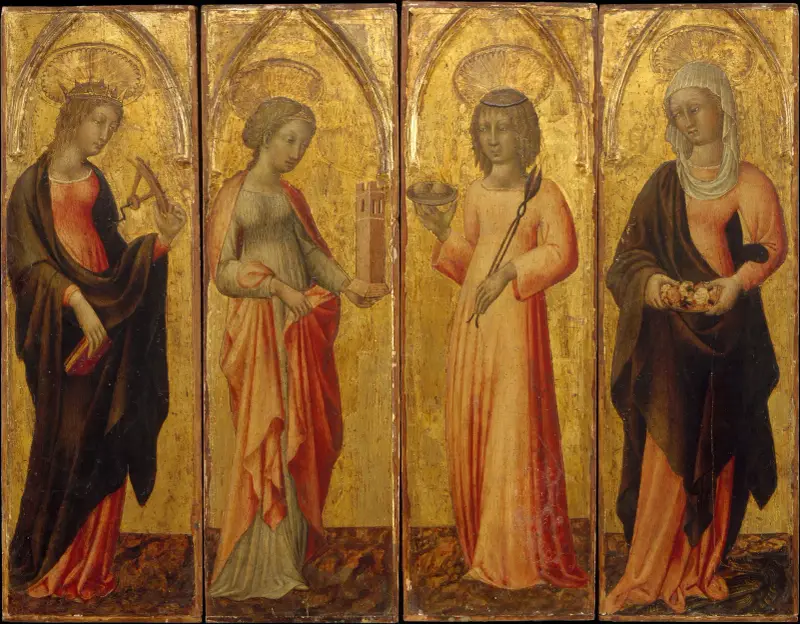 Saints Catherine of Alexandria, Barbara, Agatha, and Margaret av Giovanni di Paolo