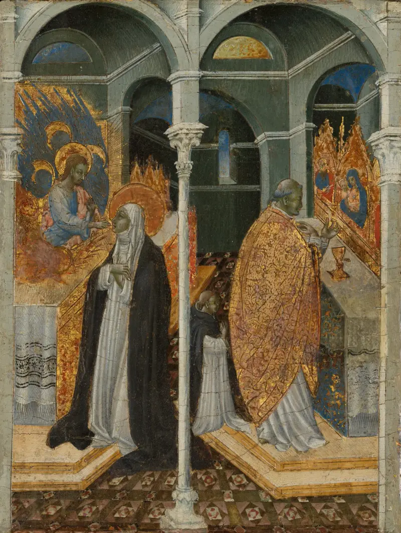 The Miraculous Communion of Saint Catherine of Siena av Giovanni di Paolo
