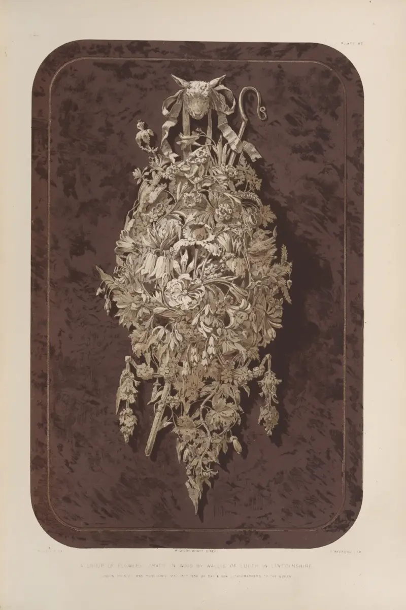 A group of flowers craved in wood av Matthew Digby Wyatt