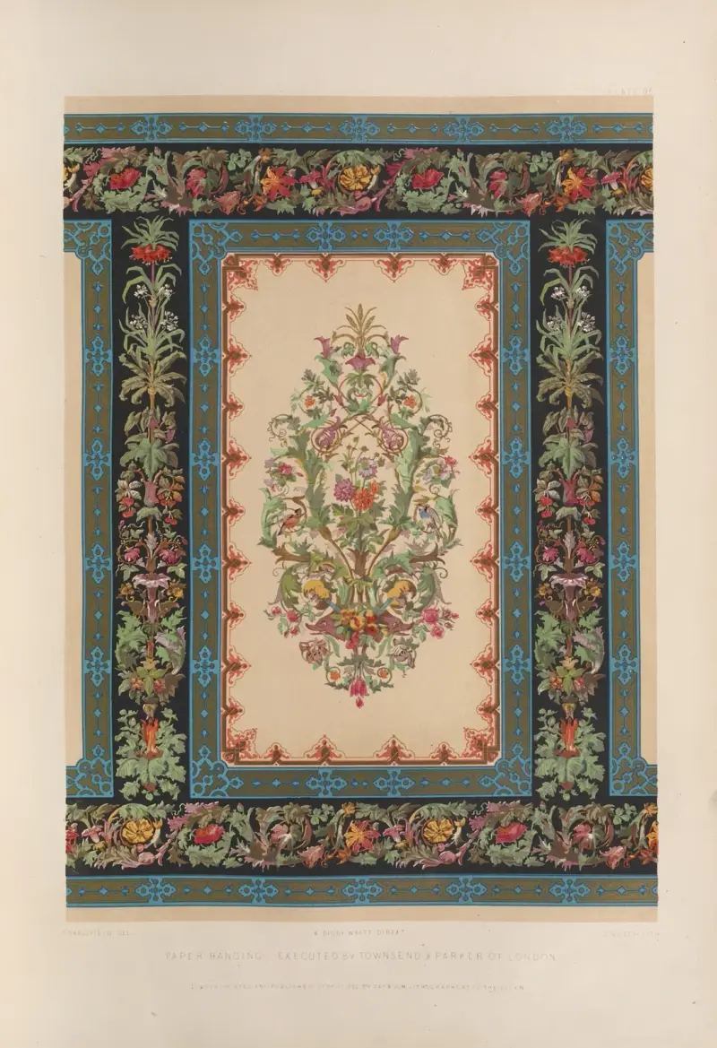Paper hanging executed by Townsend & Parker of London av Matthew Digby Wyatt