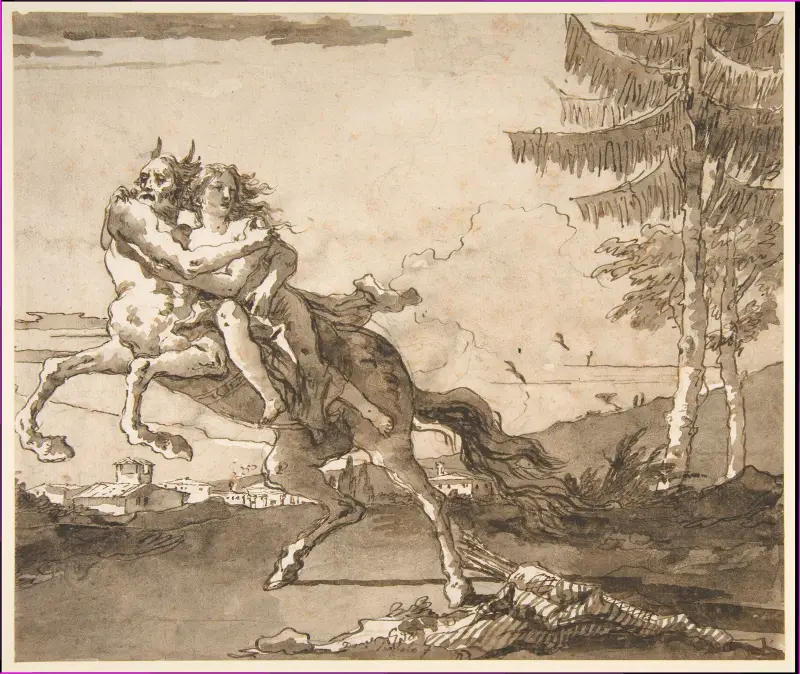 En kentaur bortför en nymf av Giovanni Domenico Tiepolo