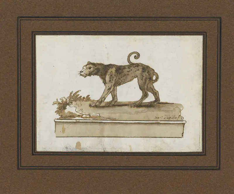 En leopard, rör sig åt vänster (på en bas) av Giovanni Domenico Tiepolo