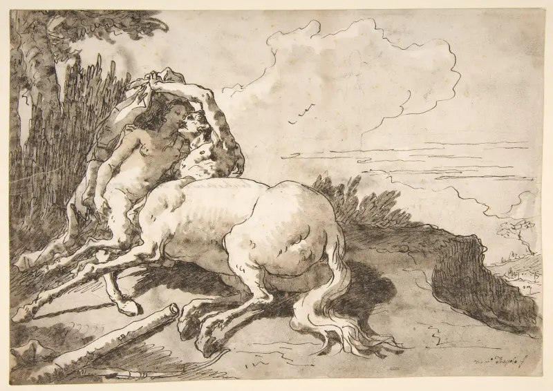 Kentaur som omfamnar en satyrinna av Giovanni Domenico Tiepolo