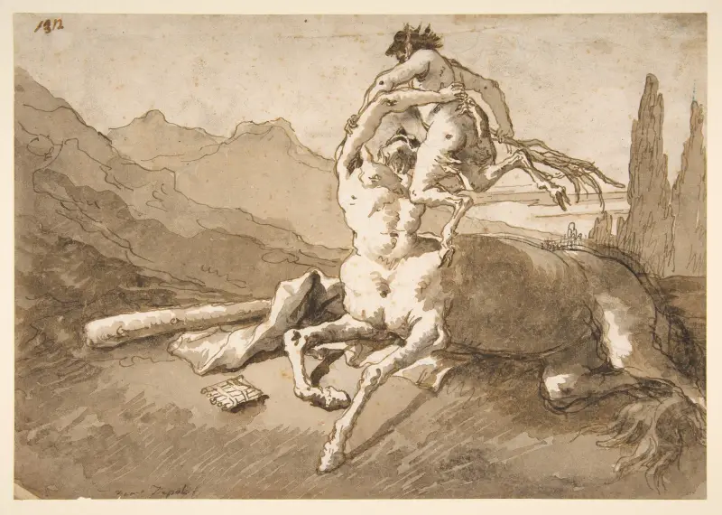 Kentauren som håller upp en ung satyr av Giovanni Domenico Tiepolo