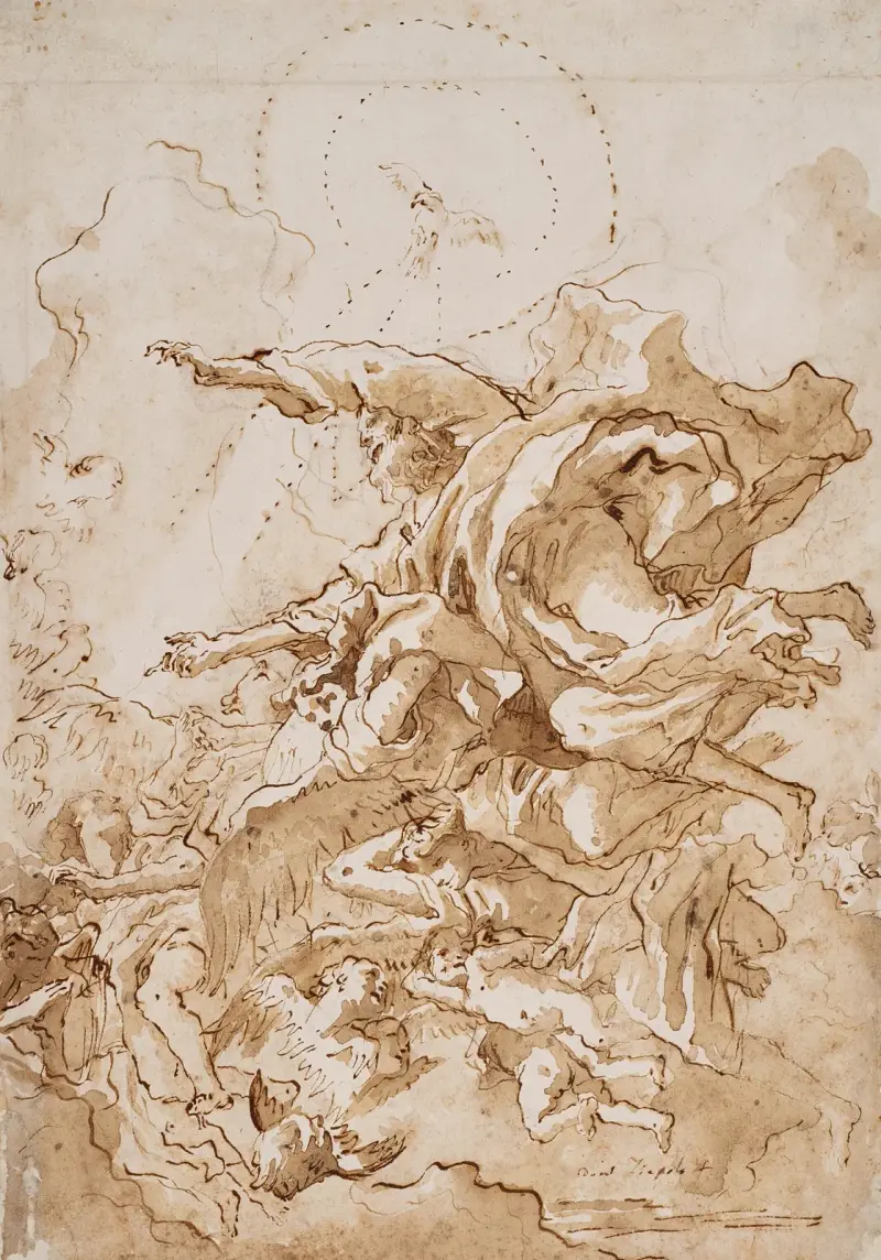 Gud Fadern omgiven av änglar och putti i moln av Giovanni Domenico Tiepolo