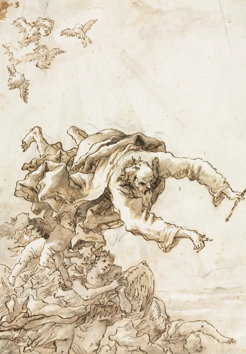 God the Father with Angels and Cherubs av Giovanni Domenico Tiepolo
