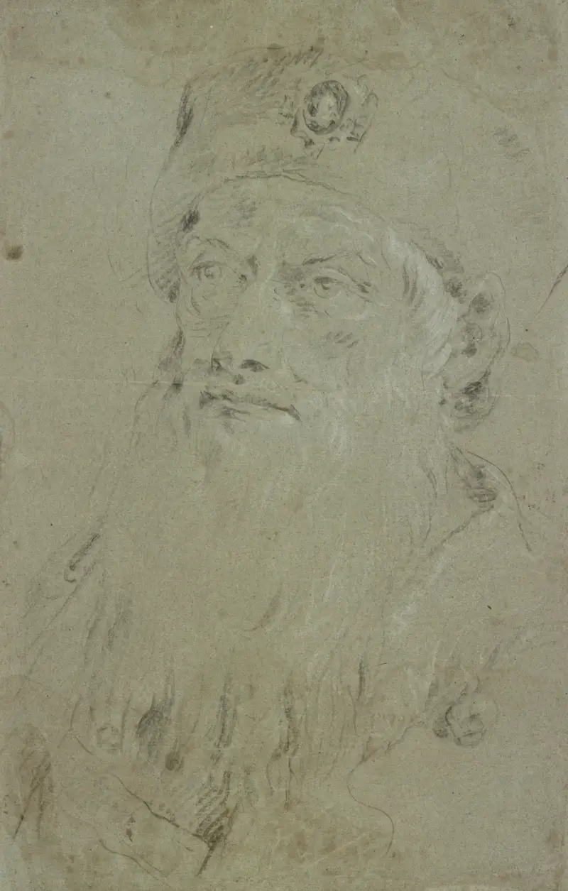 Huvud av skäggig oriental av Giovanni Domenico Tiepolo