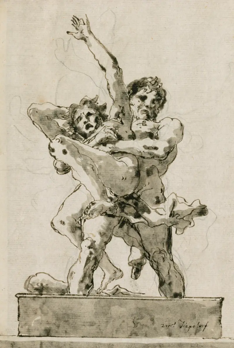 Herkules och Antaios av Giovanni Domenico Tiepolo