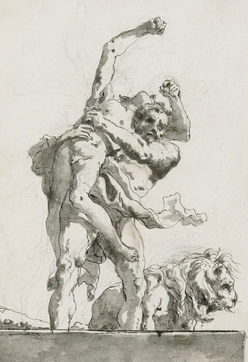 Herkules och Antaios av Giovanni Domenico Tiepolo