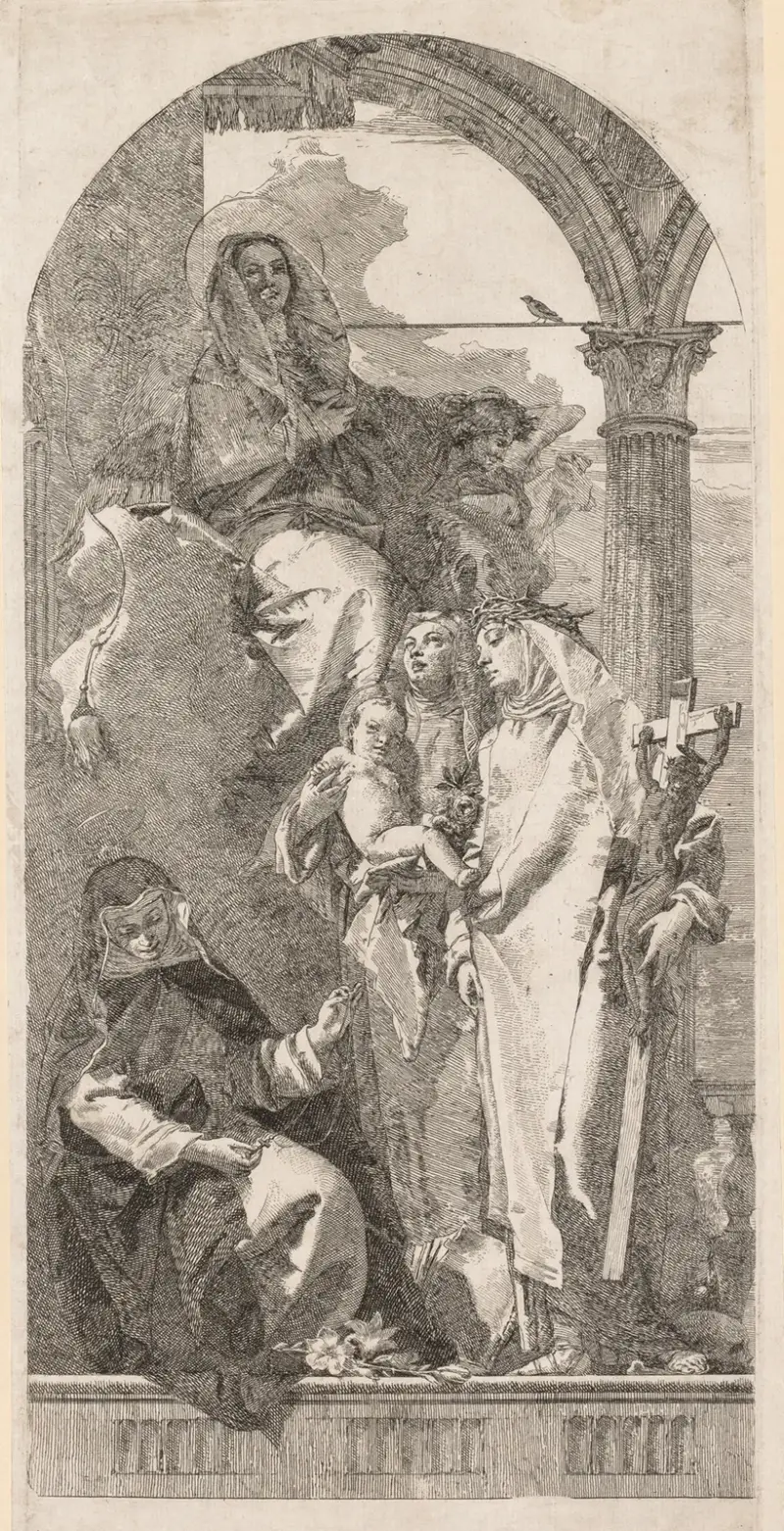 Madonna med heliga Agnes, Katarina och Rosa av Giovanni Domenico Tiepolo