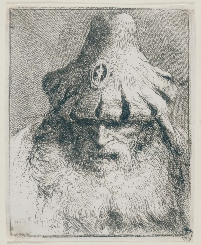 Gammal man med konisk hatt av Giovanni Domenico Tiepolo