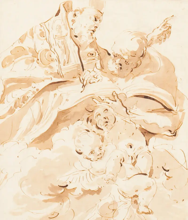 Påvlig deklaration (S:t Augustinus med skrivare och änglar) av Giovanni Domenico Tiepolo
