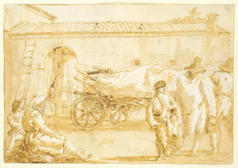 Bönder med kärra av Giovanni Domenico Tiepolo