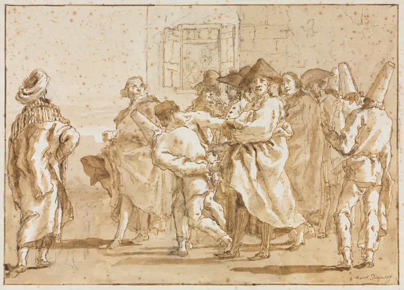 Punchinello arresterad av Giovanni Domenico Tiepolo