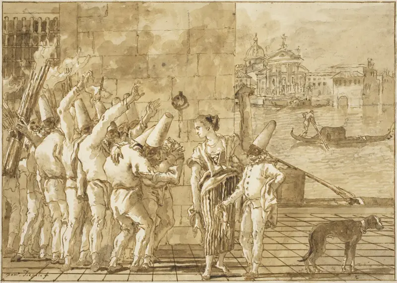 Punchinellos farväl till Venedig av Giovanni Domenico Tiepolo