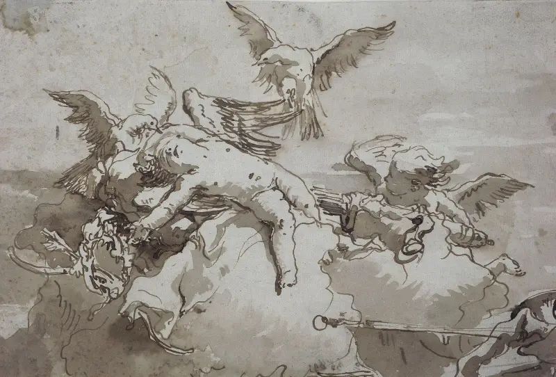 Sovande amorin på moln av Giovanni Domenico Tiepolo